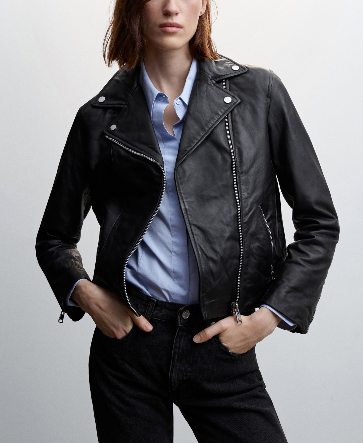 Mango Women's Leather Biker Jacket