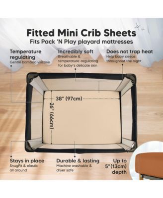 2-Pack Mini Crib Sheets, Pack and Play Sheets Fitted, Pack N Play Sheets, Organic Fitted Crib Sheet Cover