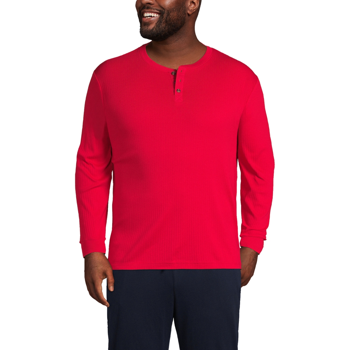 Men's Knit Rib Pajama Henley T-Shirt - Deep sea navy