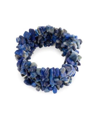 Large Natural Stones Cluster Multi Strand Collar Necklace & Stretch Bracelet Set