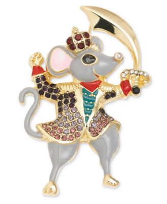 Holiday Lane - Gold-Tone Crystal Nutcracker Mouse Pin