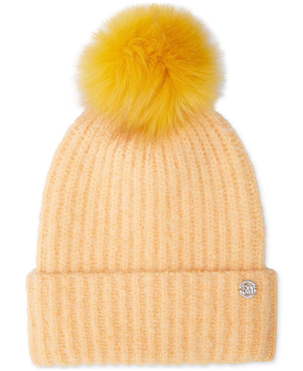 Steve Madden Women s Cloud Knit Faux fur Pom Pom Beanie In Orange ModeSens
