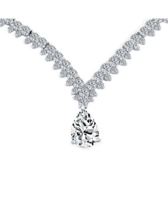 Art Deco Leaf Teardrop CZ Choker Necklace and Earrings Jewelry Set Silver