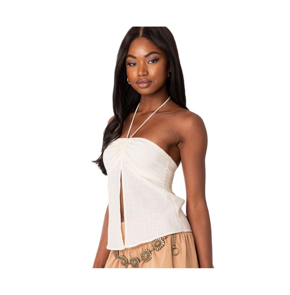 Women's Gathered Split Front Top