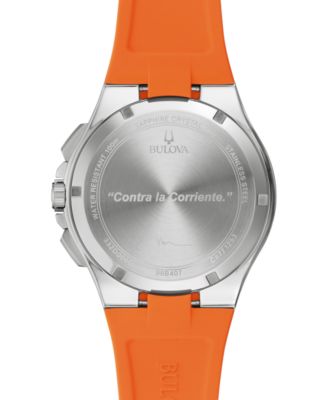 Men's Chronograph Marc Anthony Maquina Orange Silicone Strap Watch 46mm