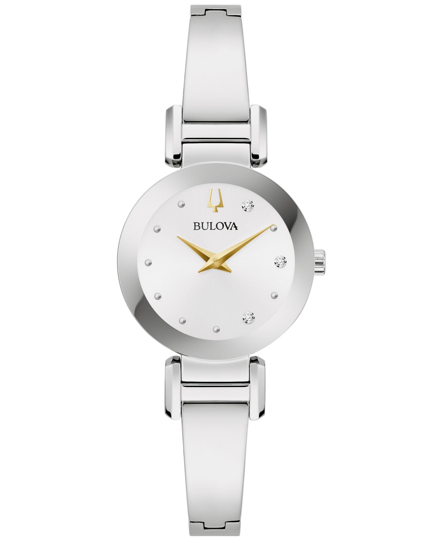 Женские часы Bulova Marc Anthony Modern Diamond Accent Stainless Steel Bangle Bracelet Watch 26mm — фото 1