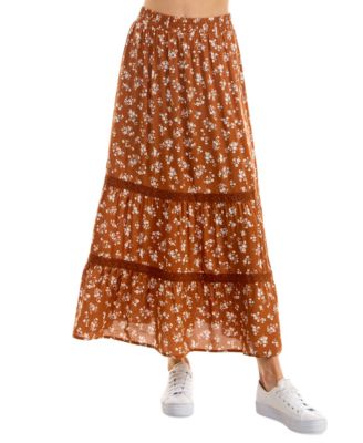No Comment - Juniors' Printed Pull-On Maxi Skirt