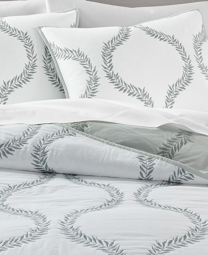 Charter Club Grayson Embroidery Cotton Quilt, King, Created for Macy's