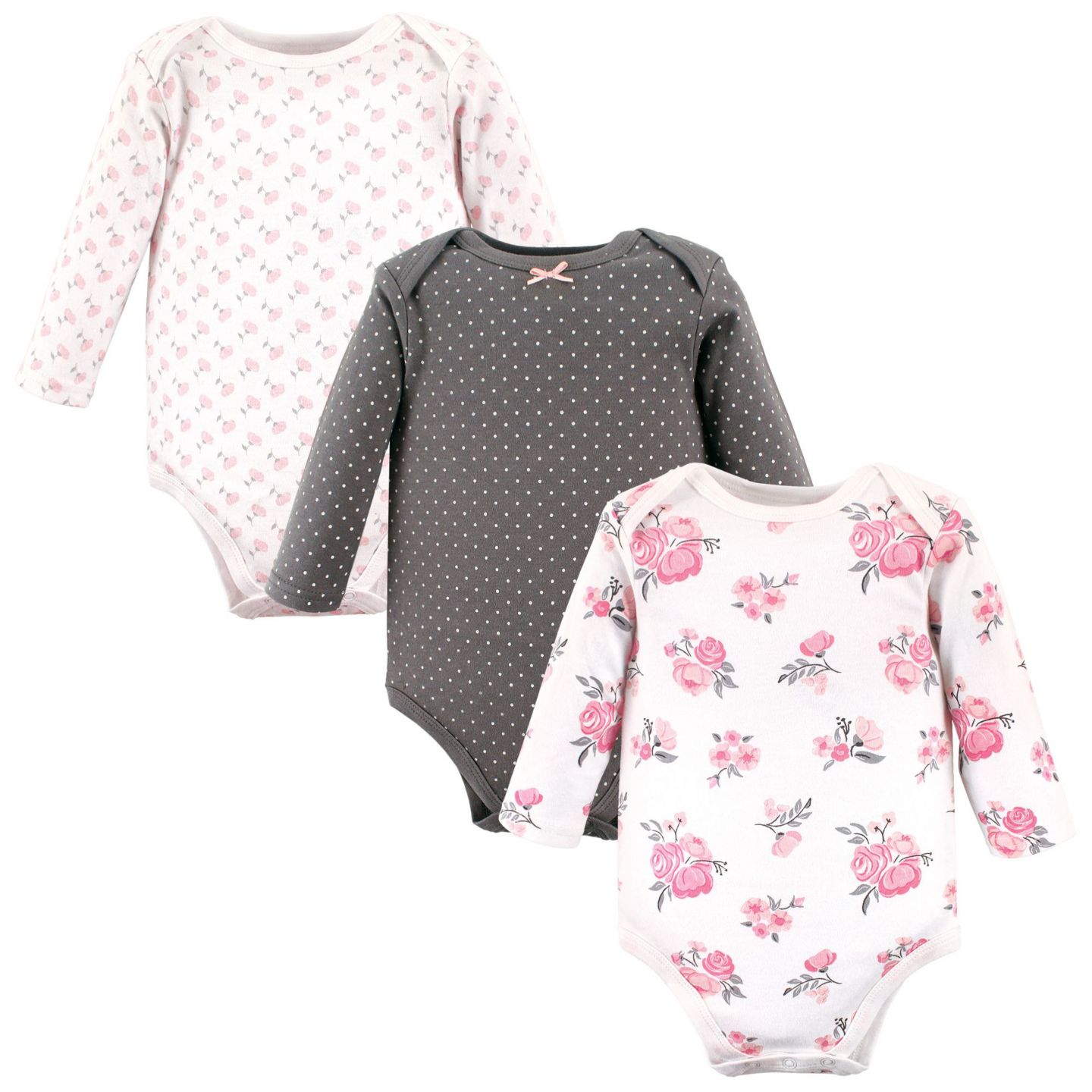 Боди Baby Count, длинный рукав, хлопок — Hudson Baby, цвет: Розовый с принтом — фото 1