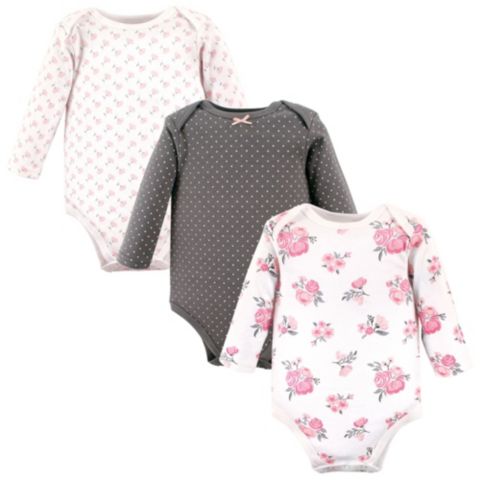 Боди Baby Count, длинный рукав, хлопок — Hudson Baby, цвет: Розовый с принтом