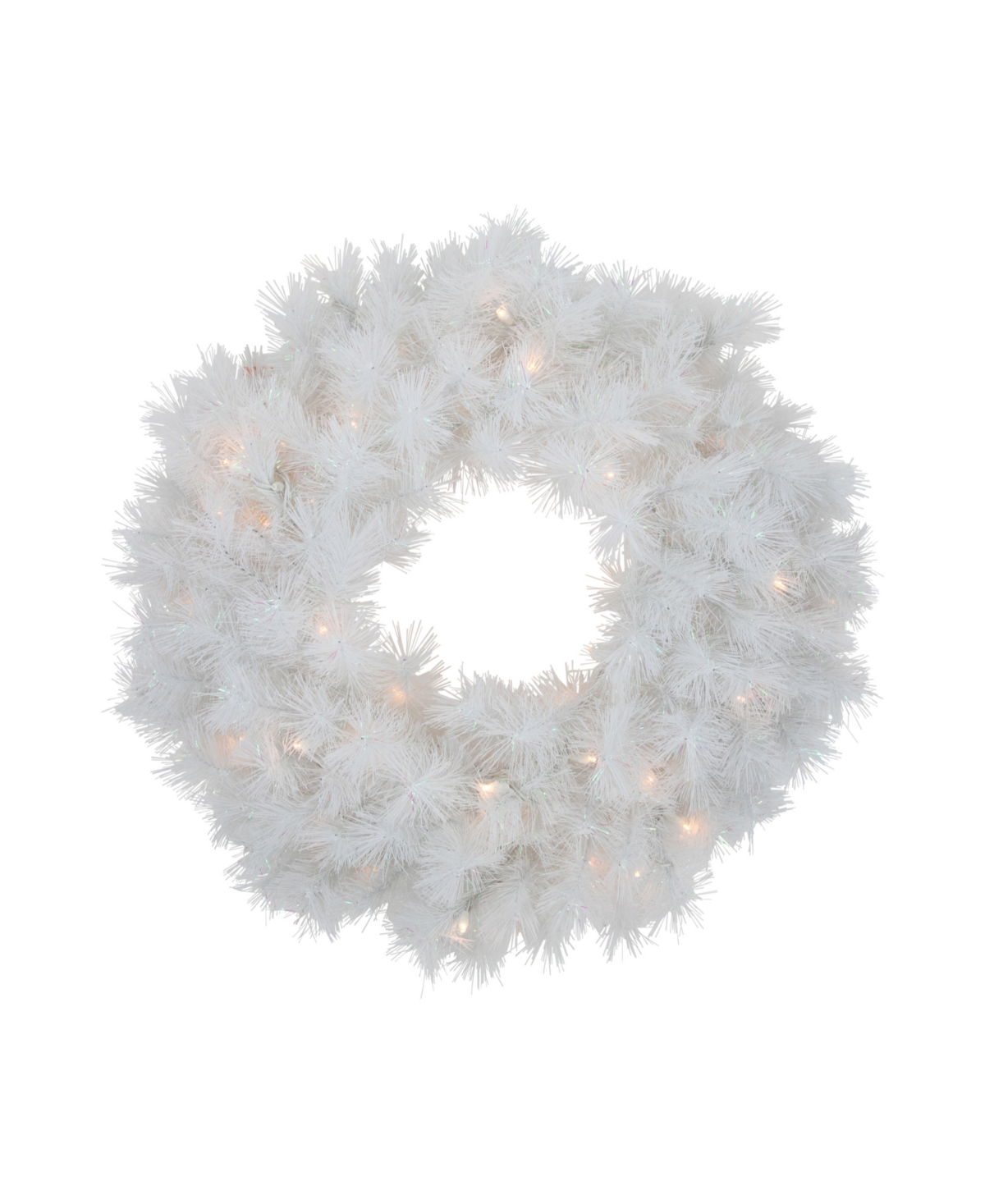 Pre-Lit Alaskan Pine Artificial Christmas Wreath 24" Warm Led Lights - White