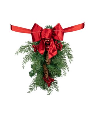 Set of 2 Mixed Cedar and Pine Christmas Chair Back Swags