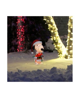 24" Lighted Santa Snoopy with String Lights Outdoor Christmas Yard Decoration