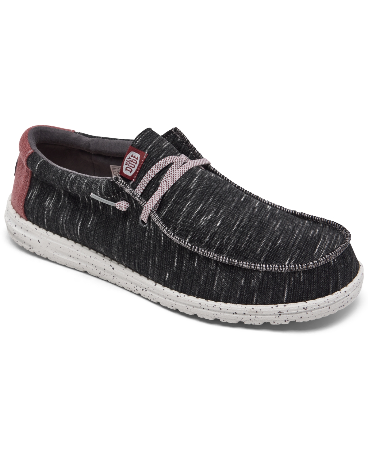 Men's Wally Jersey Casual Moccasin Sneakers from Finish Line - Black Heathered