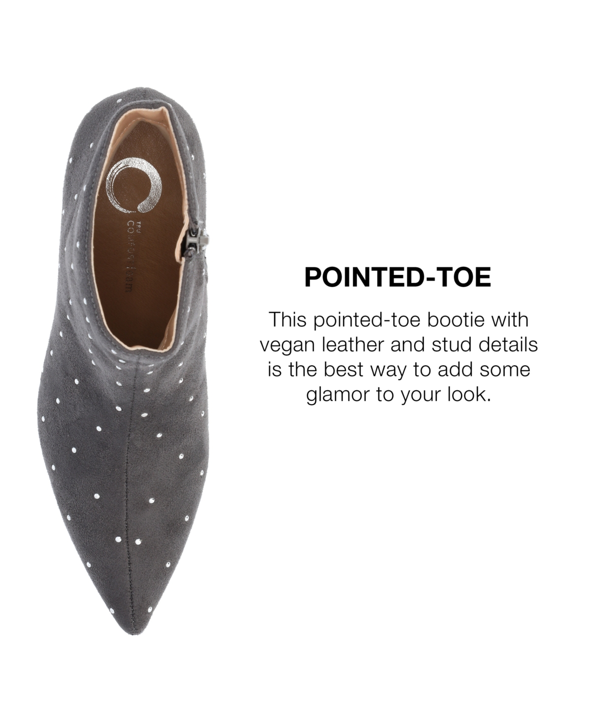 Journee Collection Women's Rossia Stud Embellished Pointed Toe Kitten Heel Dress Booties