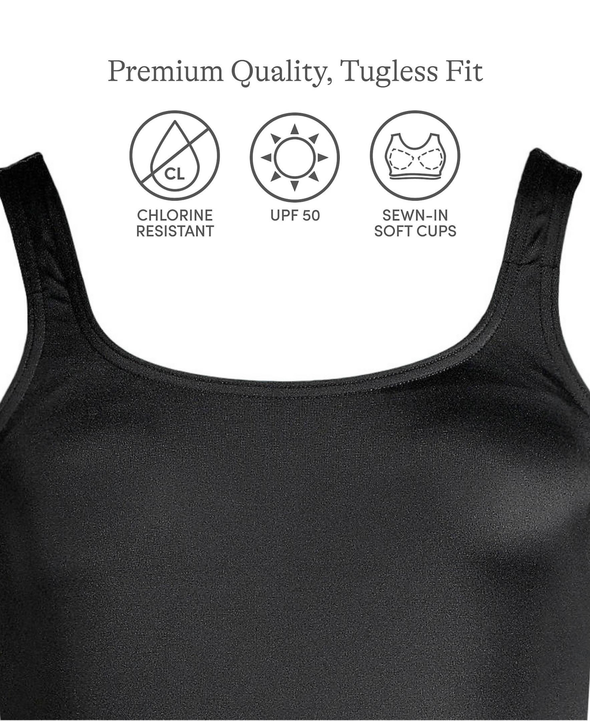 Lands' End Women's Mastectomy Chlorine Resistant Tugless One Piece Swimsuit Soft Cup