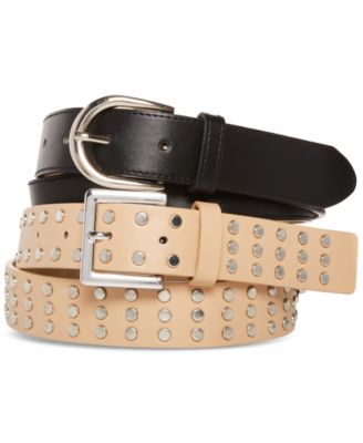 Steve Madden - Women's 2-Pc. Faux-Leather Belt Set