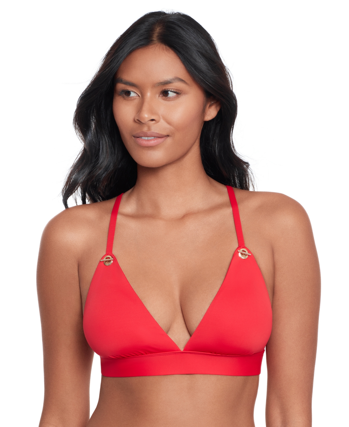 Lauren Ralph Lauren Women's Toggle V-neck Bikini Top In Red
