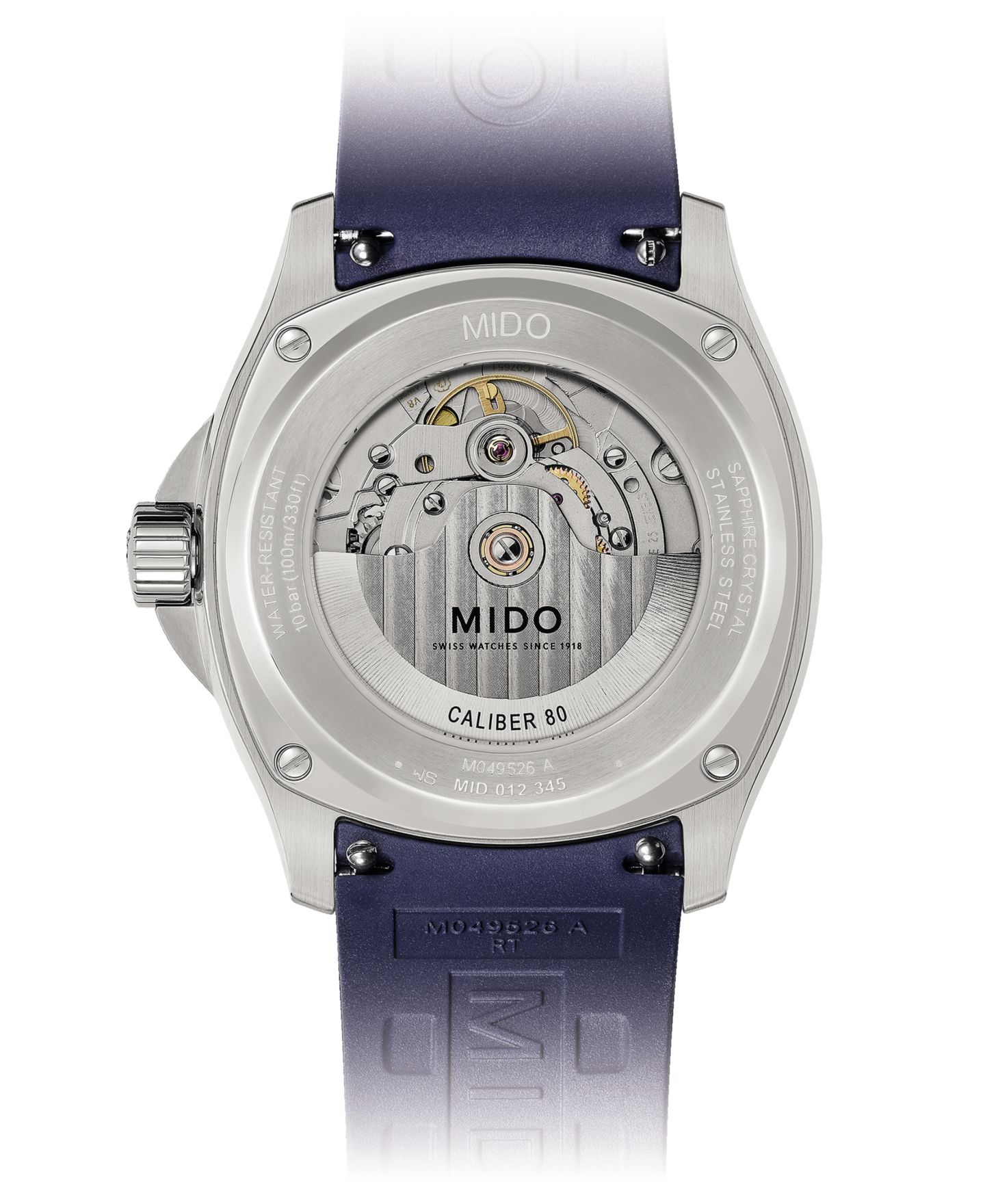Мужские часы Mido Swiss Automatic Multifort Blue Rubber Strap Watch 41mm — фото 2