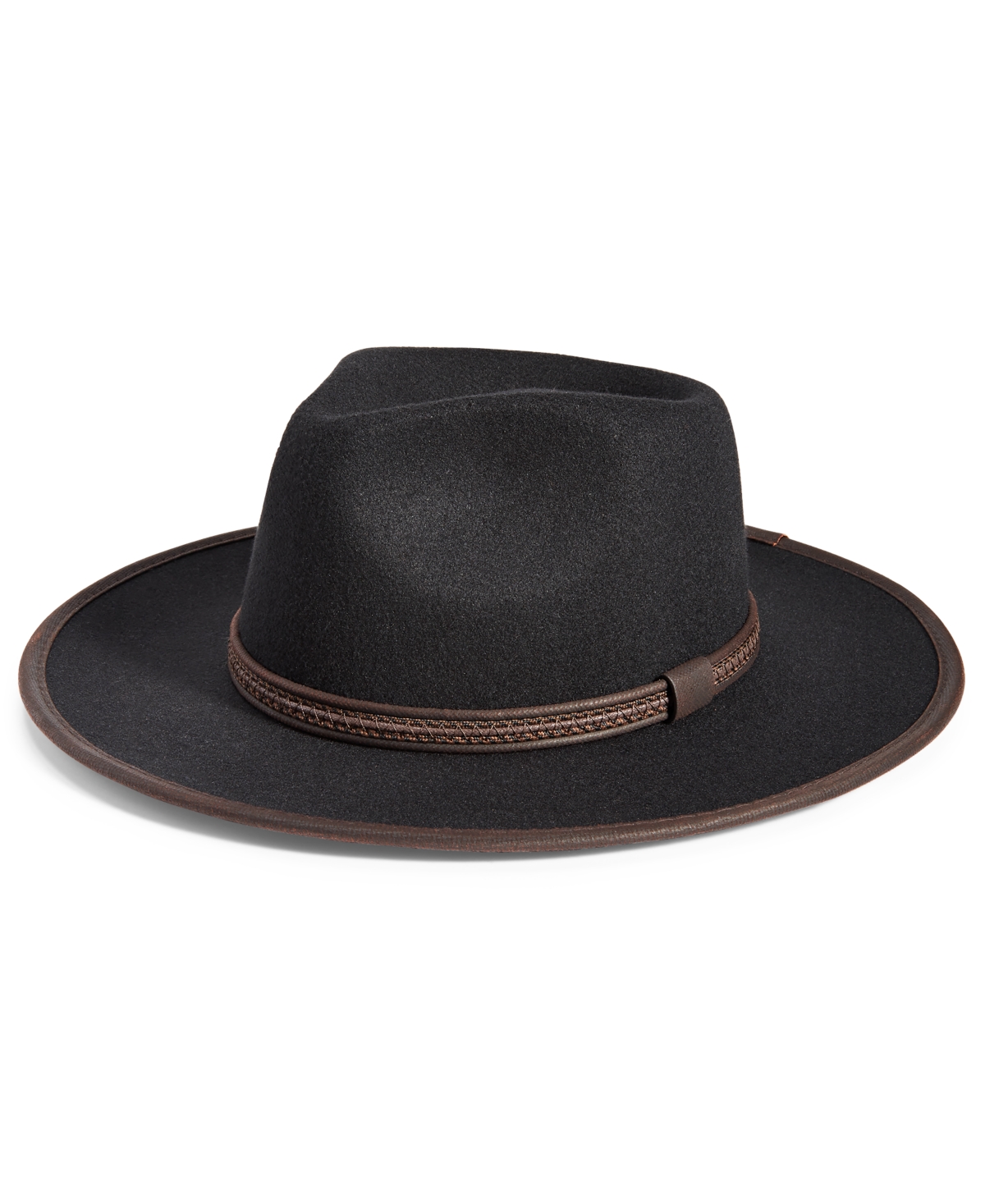 Men's Provato Knit Faux-Wool Safari Hat with Faux-Leather Band - Black