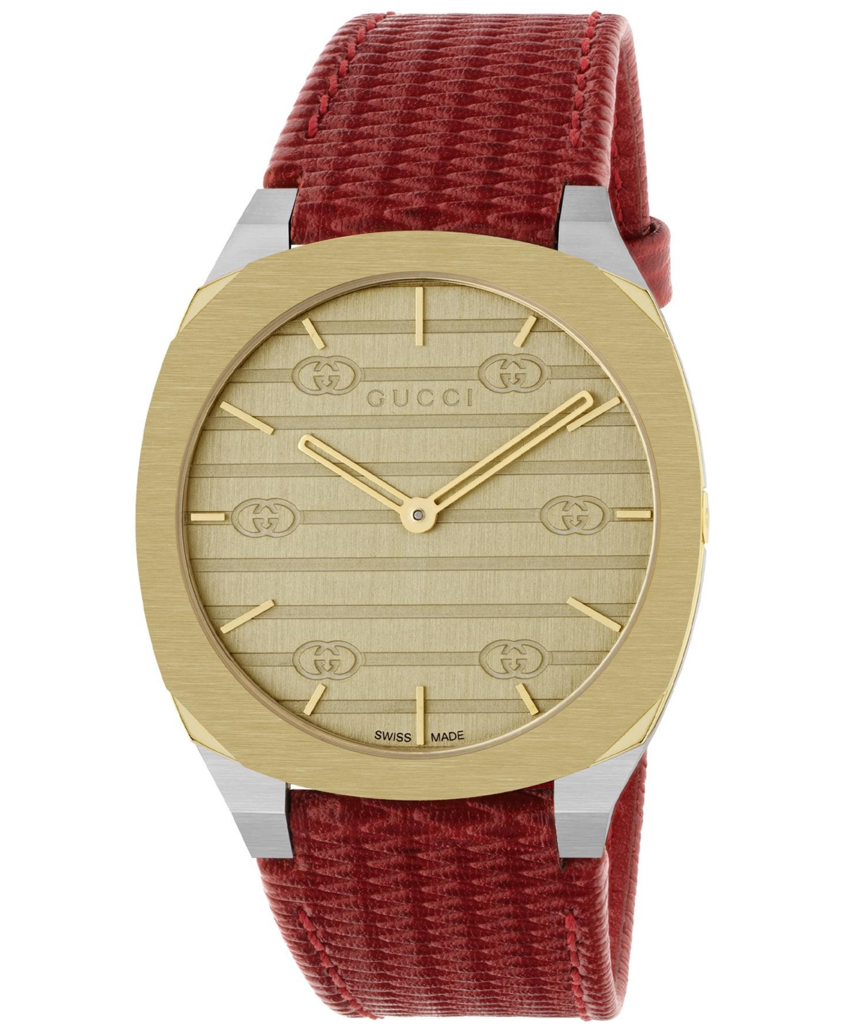 Women's Swiss 25H Red Leather Strap Watch 34mm - Stainless Steel / Red