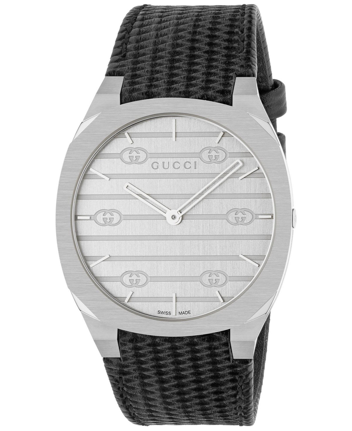 Gucci Women's Swiss 25h Black Leather Strap Watch 38mm In Black / Silver