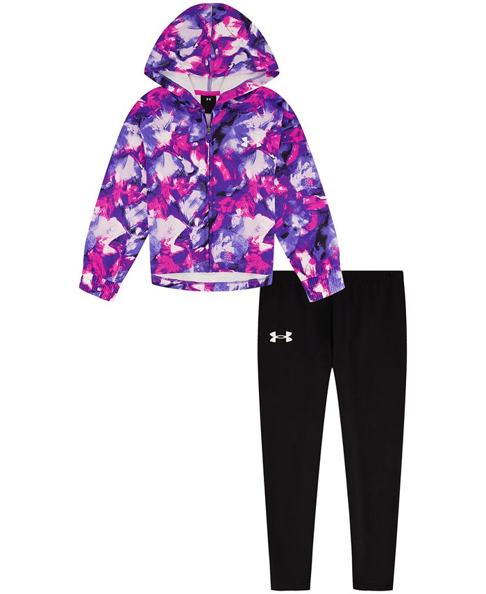 Under Armour Little Girls Abstract Brush Zip-Up Hoodie and Leggings Set -  Macy's