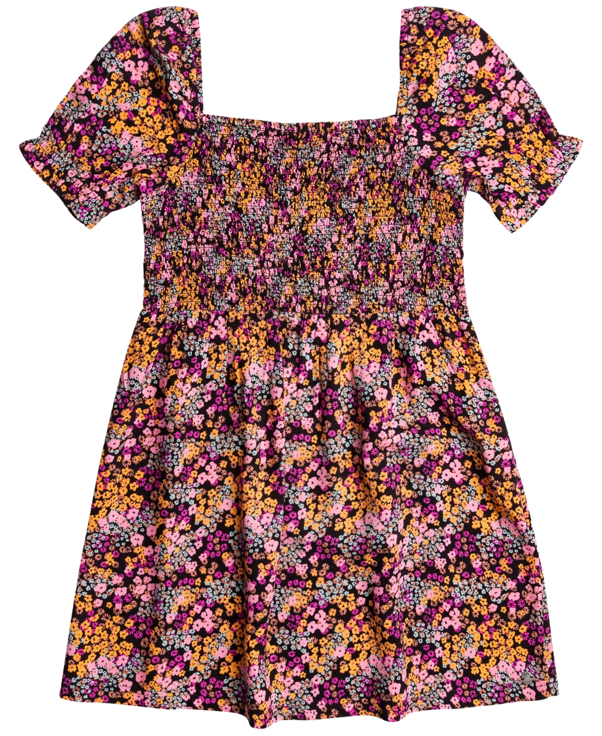 Roxy Big Girls Free The Animal Floral-print Dress In Anthracite Floral Daze