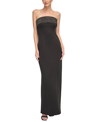 Calvin Klein Women's Embellished-Overlay Strapless Gown - Macy's