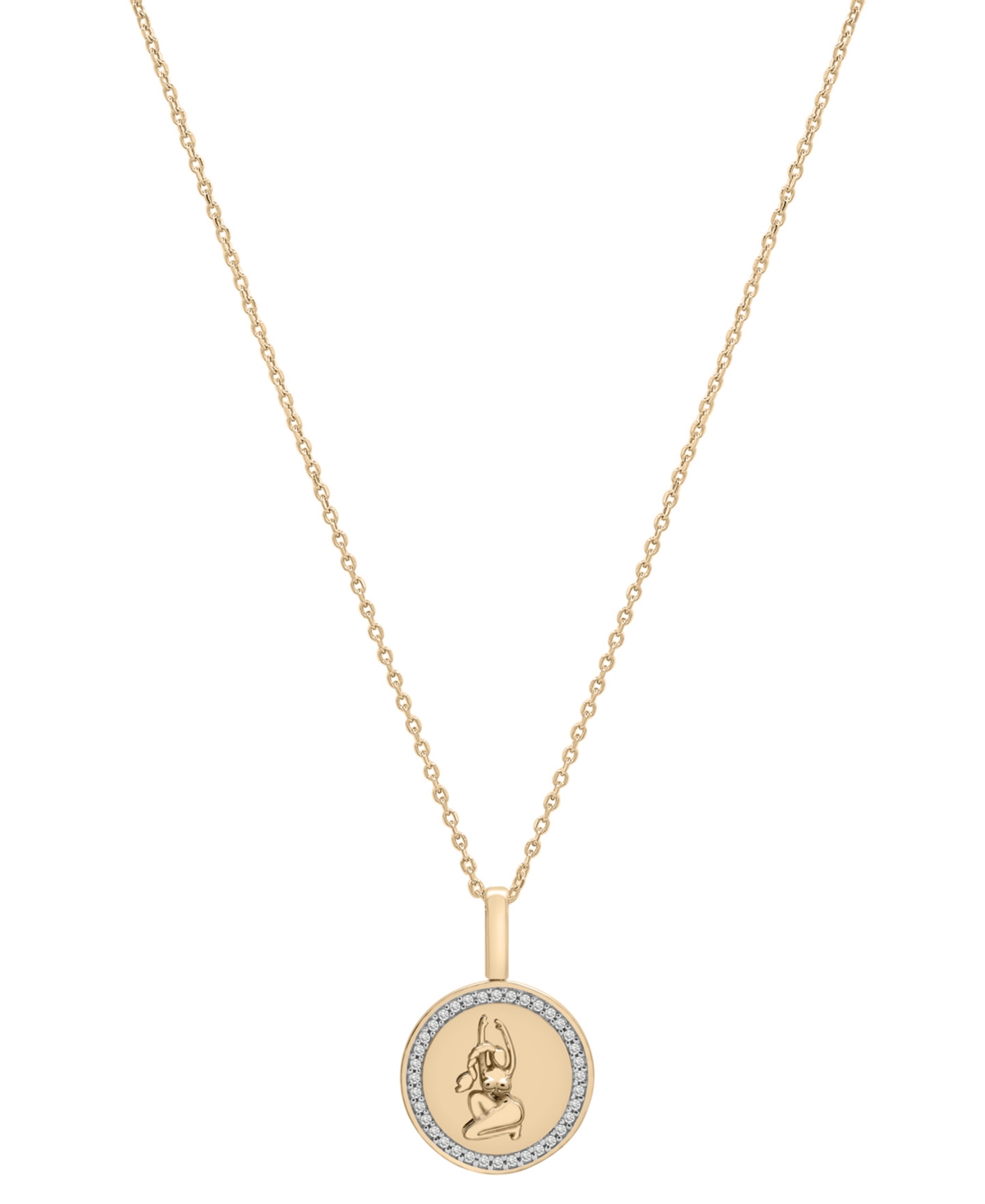Diamond Scorpio Disc 18" Pendant Necklace (1/10 ct. t.w.) in Gold Vermeil, Created for Macy's - Gold Vermeil
