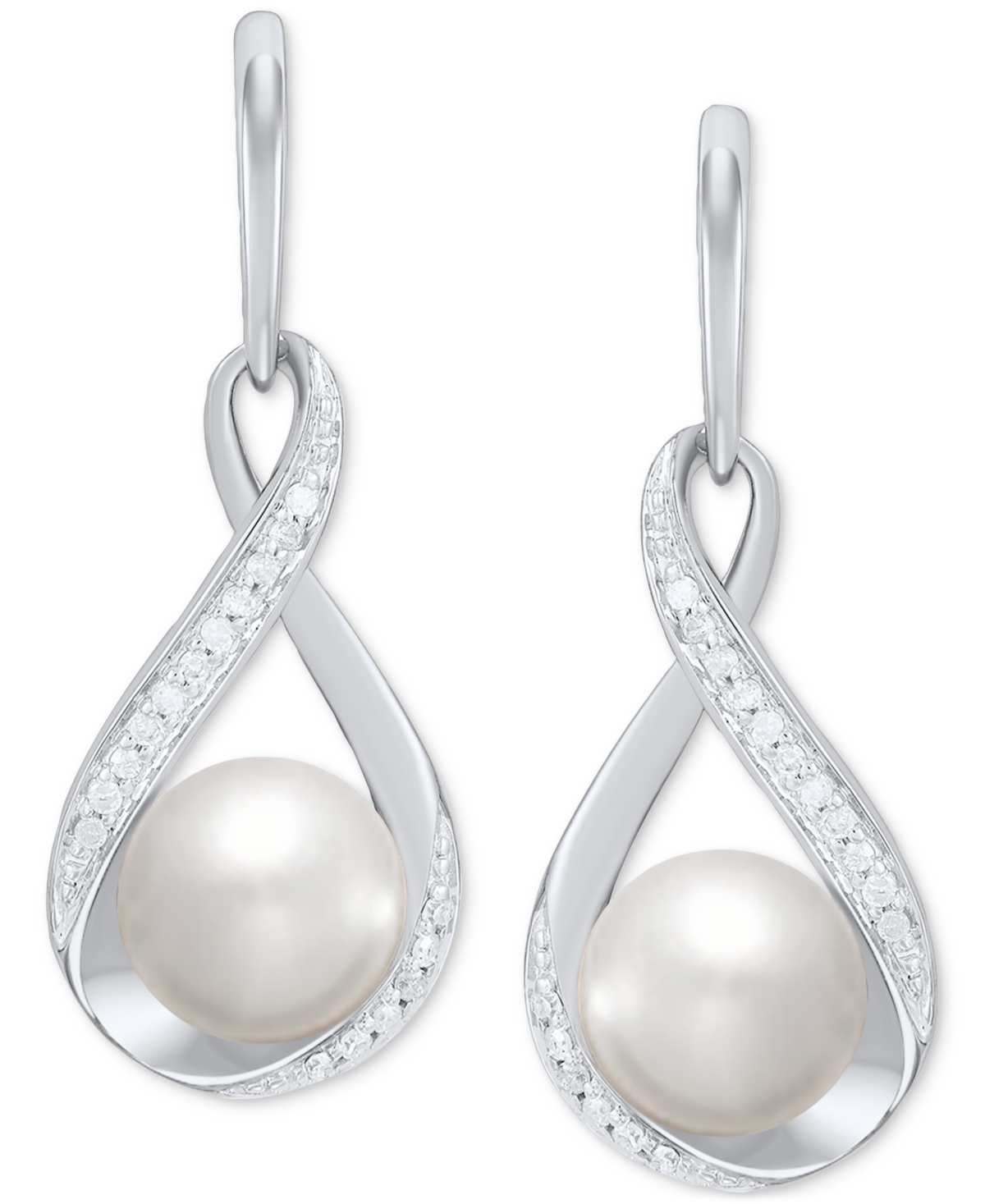 Cultured Freshwater Pearl (7mm) and Diamond (1/10 ct. t.w.) Drop Earrings in 14K Gold - Yellow Gold