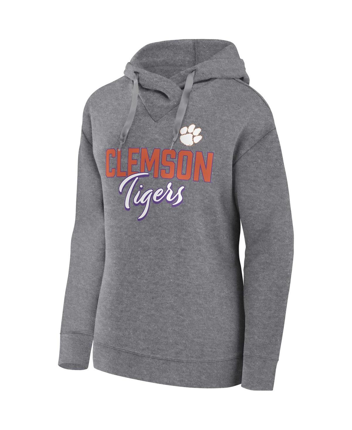 Fanatics Women's  Heather Gray Clemson Tigers Script Favorite Pullover Hoodie In Heather Gray