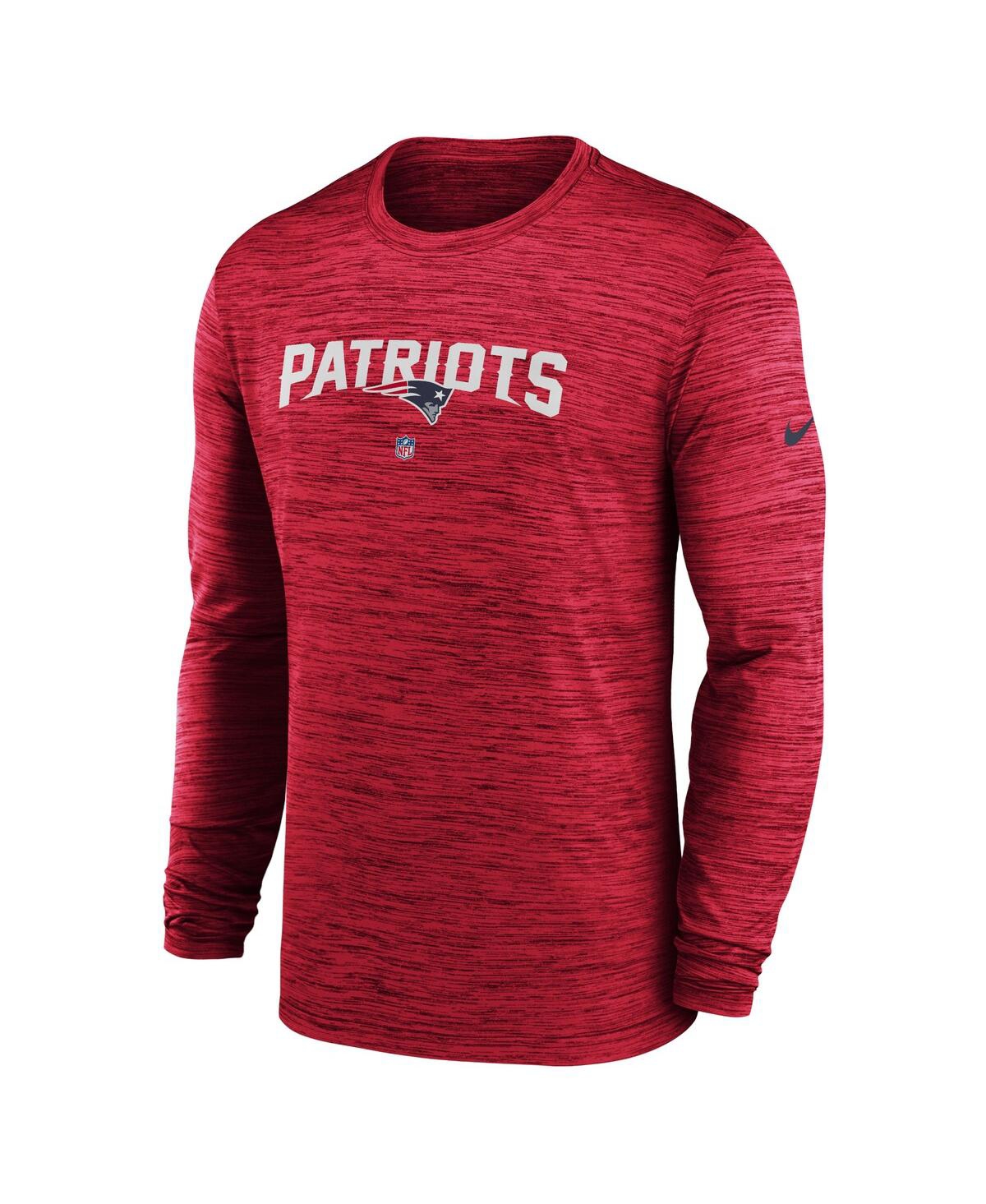 Shop Nike Men's  Red New England Patriots Sideline Team Velocity Performance Long Sleeve T-shirt