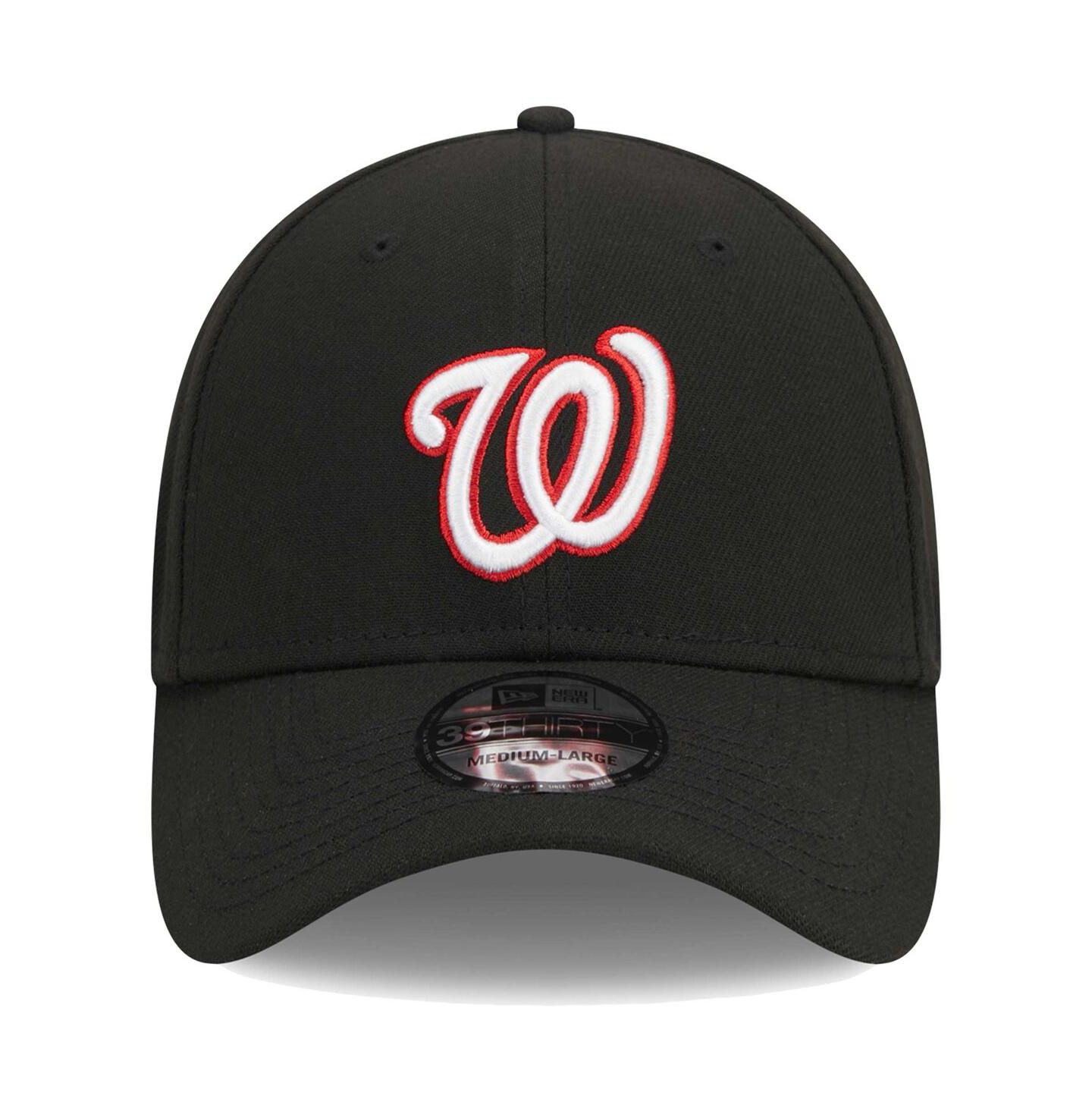 Мужская кепка New Era Black Washington Nationals Logo 39THIRTY Flex Hat — фото 3