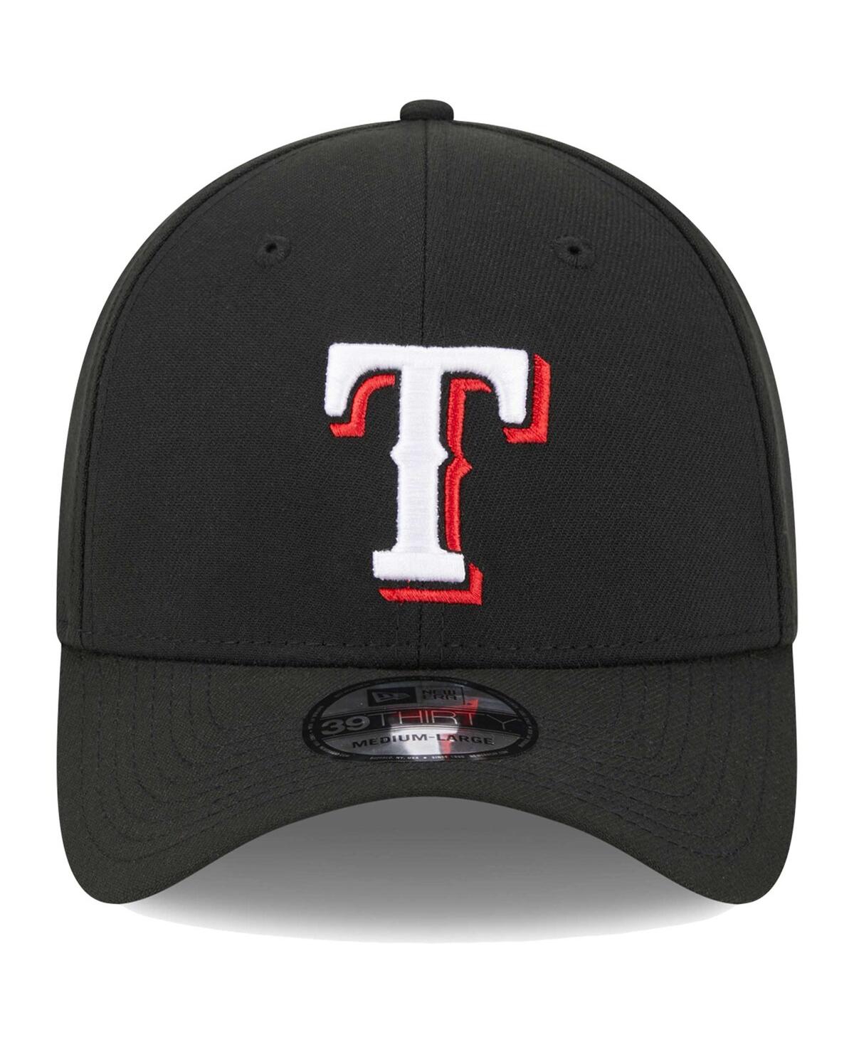 New Era Men's  Black Texas Rangers Logo 39thirty Flex Hat In Black