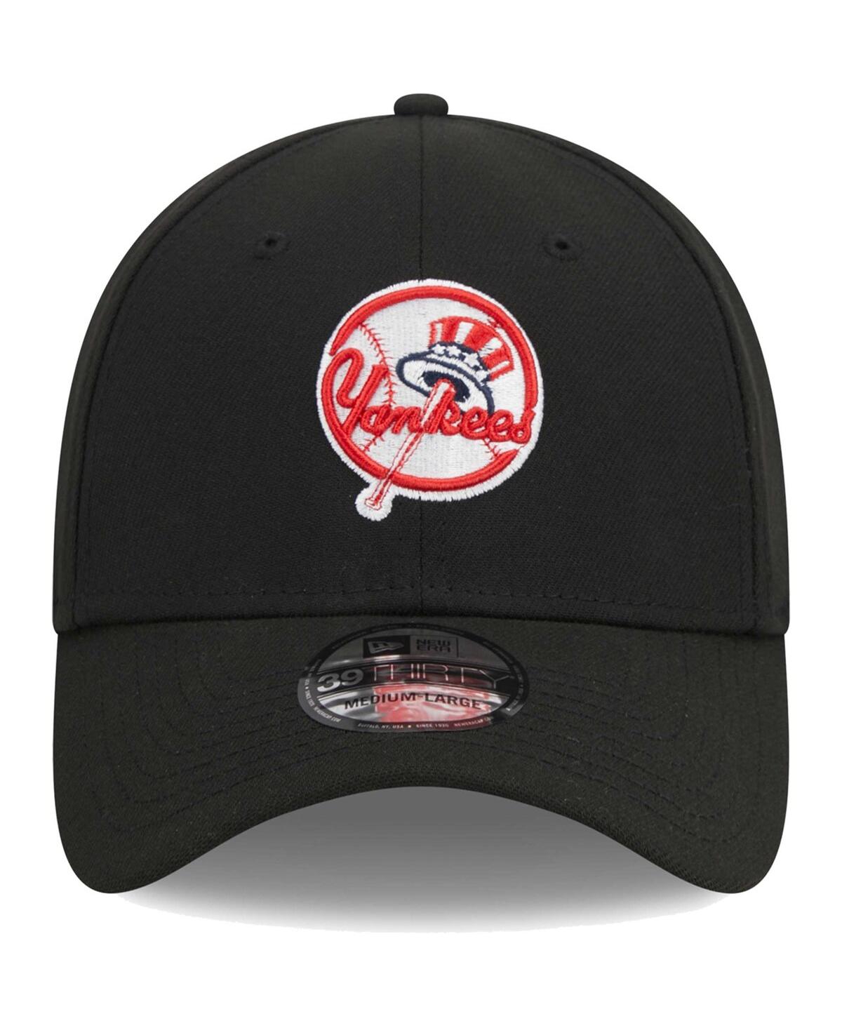 New Era Men's  Black New York Yankees Logo 39thirty Flex Hat In Black