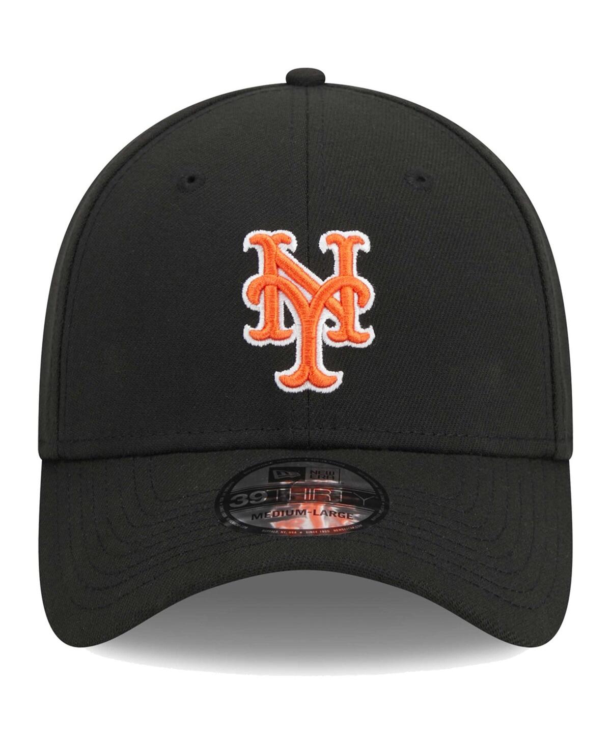 New Era Men's  Black New York Mets Logo 39thirty Flex Hat In Black