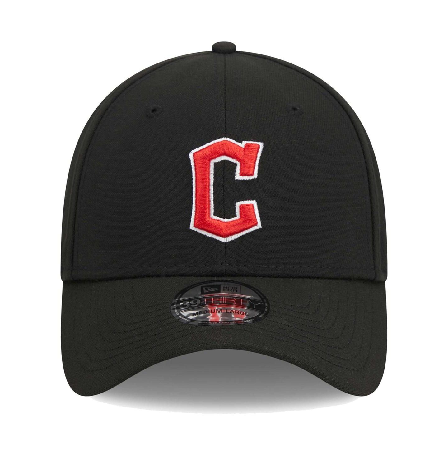 Мужская кепка New Era Black Cleveland Guardians Logo 39THIRTY Flex Hat — фото 3