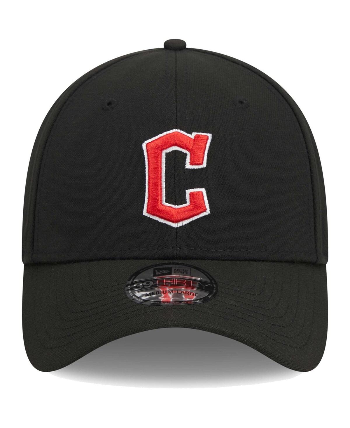 New Era Men's  Black Cleveland Guardians Logo 39thirty Flex Hat In Black