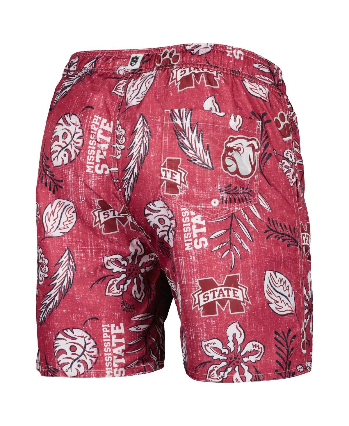 Shop Wes & Willy Men's  Maroon Mississippi State Bulldogs Vintage-like Floral Swim Trunks