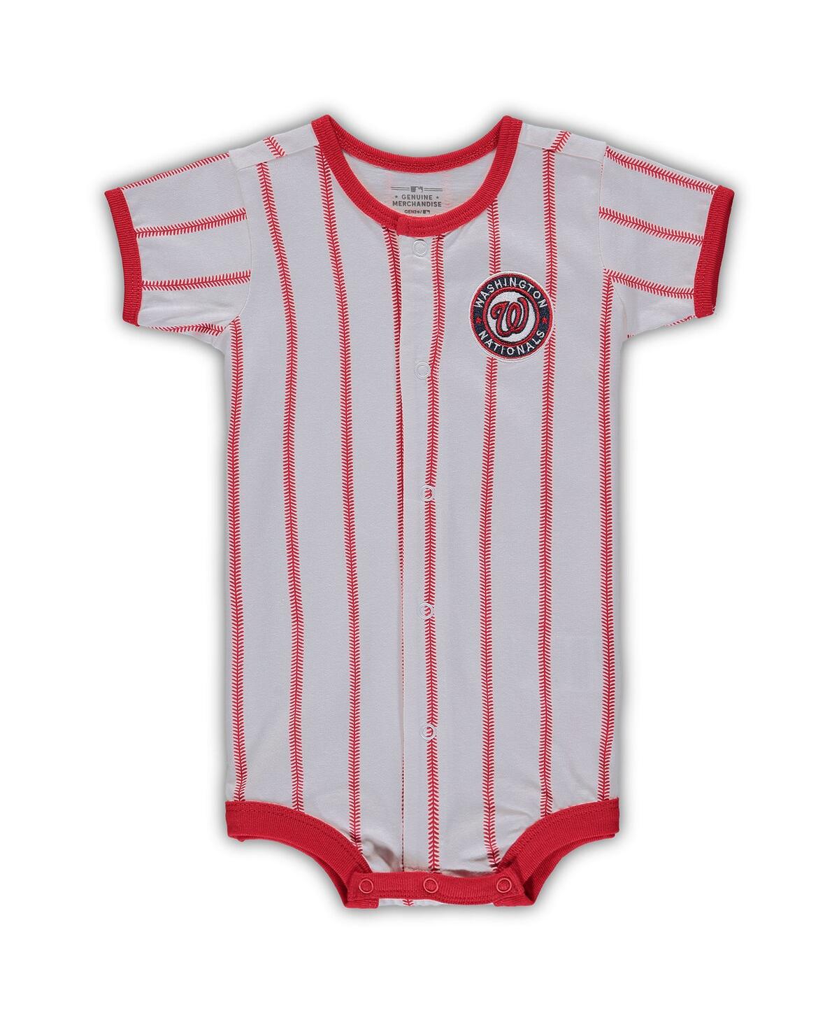 Shop Outerstuff Infant Boys And Girls White Washington Nationals Pinstripe Power Hitter Coverall