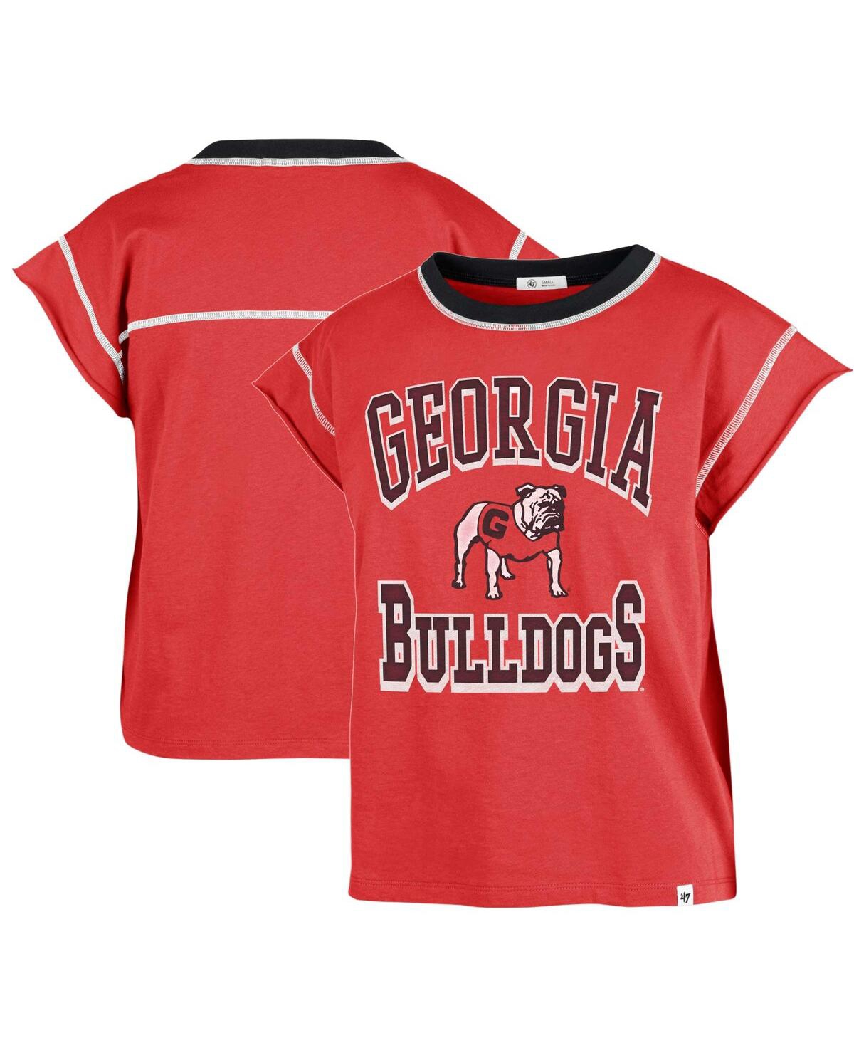 Shop 47 Brand Women's ' Red Georgia Bulldogs Sound Up Maya Cutoff T-shirt