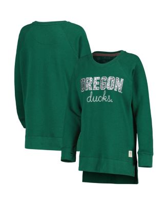 Women's Green Oregon Ducks Steamboat Animal Print Raglan Pullover Sweatshirt