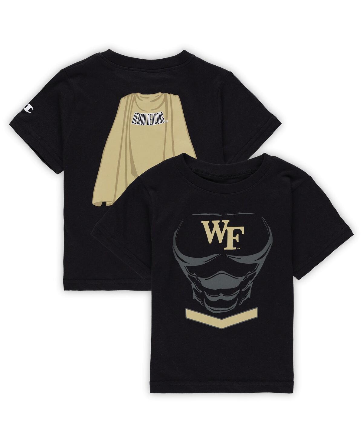 Champion Babies' Toddler Boys And Girls  Black Wake Forest Demon Deacons Super Hero T-shirt