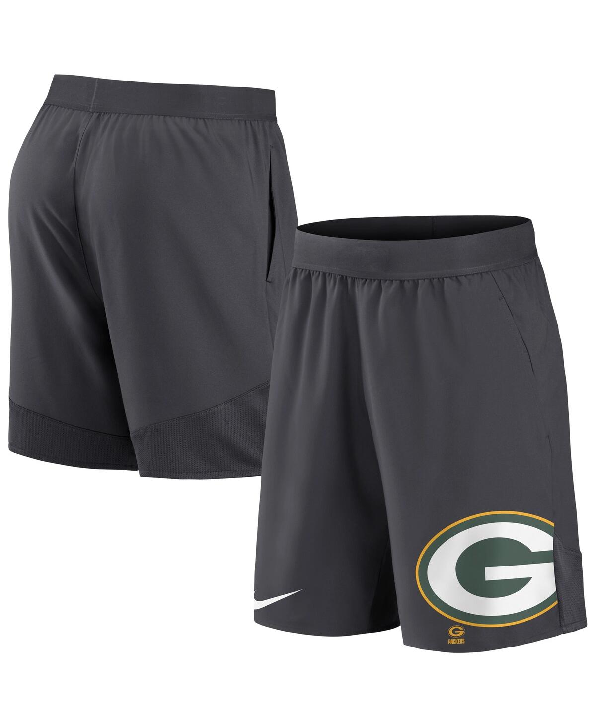 Shop Nike Men's  Anthracite Green Bay Packers Stretch Performance Shorts