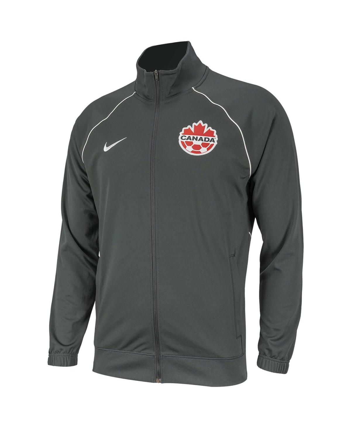 Shop Nike Men's  Gray Canada Soccer Anthem Raglan Full-zip Jacket