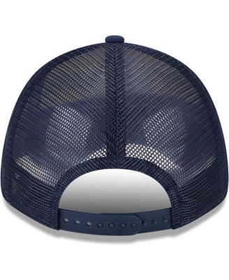 Men's White, Navy Sporting Kansas City Team Stripes 9FORTY Trucker Snapback Hat