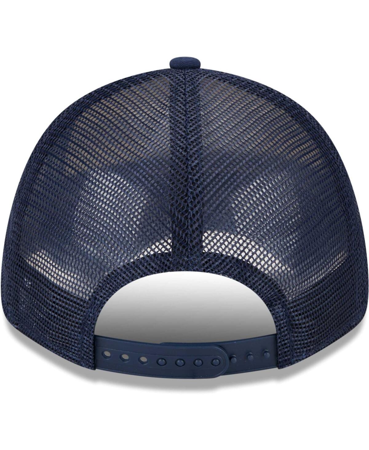 New Era Men's  White, Navy Sporting Kansas City Team Stripes 9forty Trucker Snapback Hat In White,navy