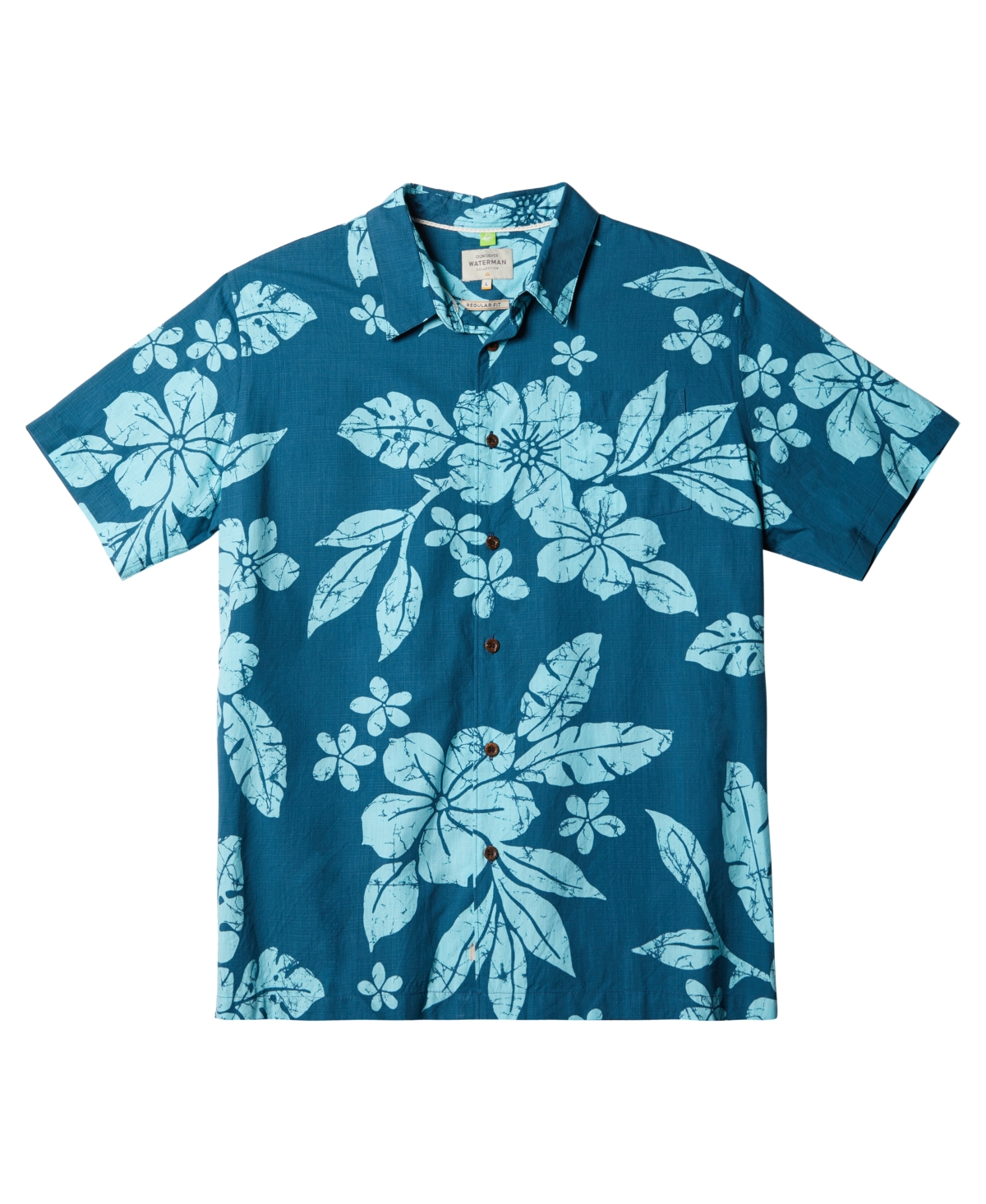 Quiksilver Waterman Men's Aqua Flower Short Sleeves Shirt In Seaport Aqua Flowers