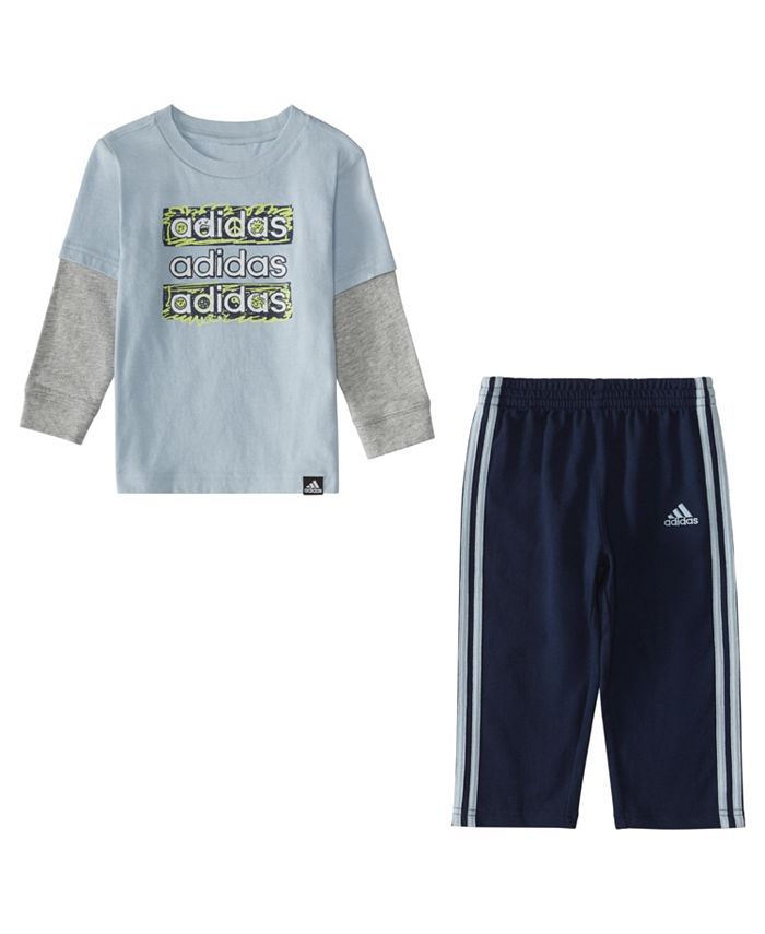 adidas Baby Boys Layered Cotton T Shirt and Pants, 2 Piece Set Macy's